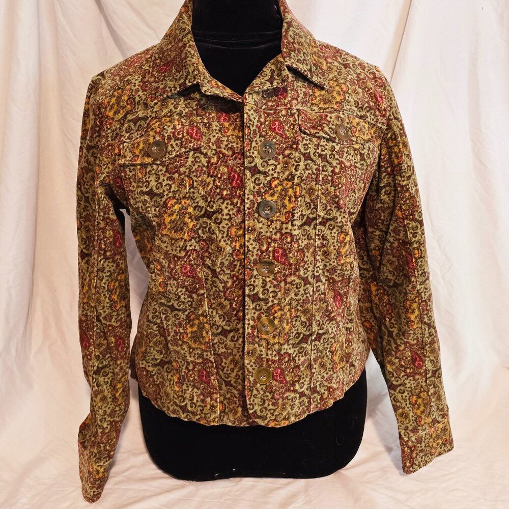 Christopher & Banks Paisley Corduroy Jacket Size M